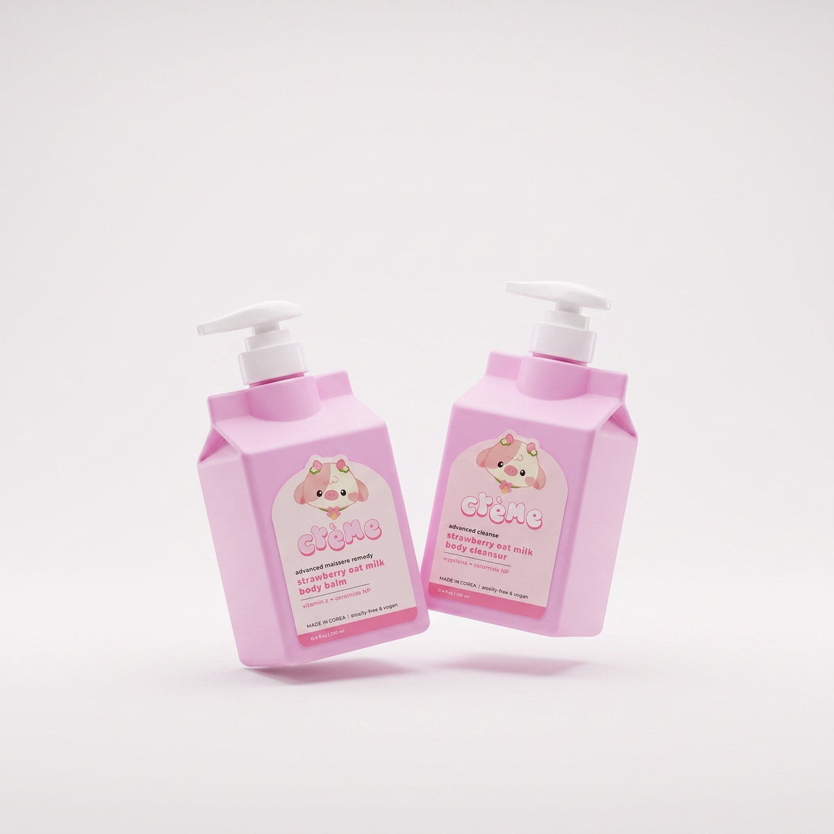 The Crème Shop Strawberry Oat Milk Body Cleanser & Balm Duo 8.4 oz Each