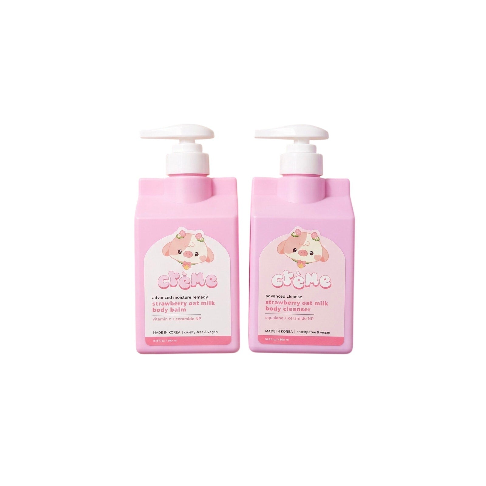 The Crème Shop Strawberry Oat Milk Body Cleanser & Balm Duo 8.4 oz Each