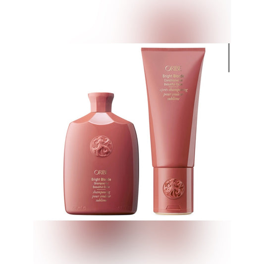 Oribe Bright Blonde Shampoo & Conditioner Duo - Coral Pink Packaging