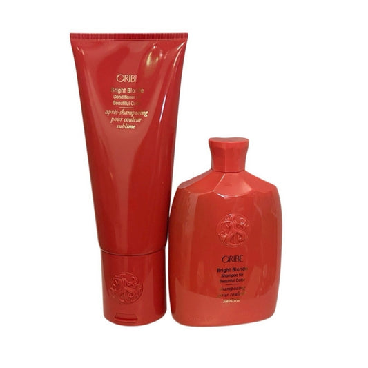Oribe Bright Blonde Shampoo & Conditioner Duo - Coral Pink Packaging